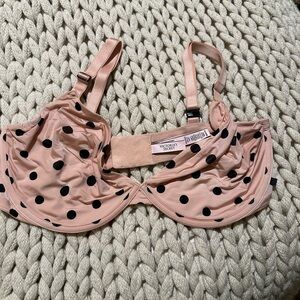 Victoria's Secret Peach and Black Polka Dot Bra